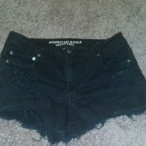 American Eagle Outfitters Distressed Black Jean Shorts